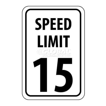 NMC Traffic Sign, 15 MPH Speed Limit Sign, 18in X 12in, White/Black